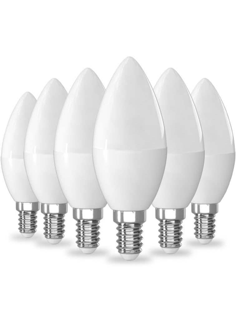 فكسر مصابيح LED على شكل شمعدان، لون أبيض 6500 كلفن، قاعدة E14، 7 واط، غير قابلة للتعتيم، 220 فولت، عبوة من 10 مصابيح - Image 1